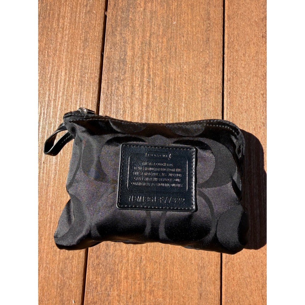Coach Signature Packable Tote Bag Black Nylon Jacquard Travel Pouch 77322